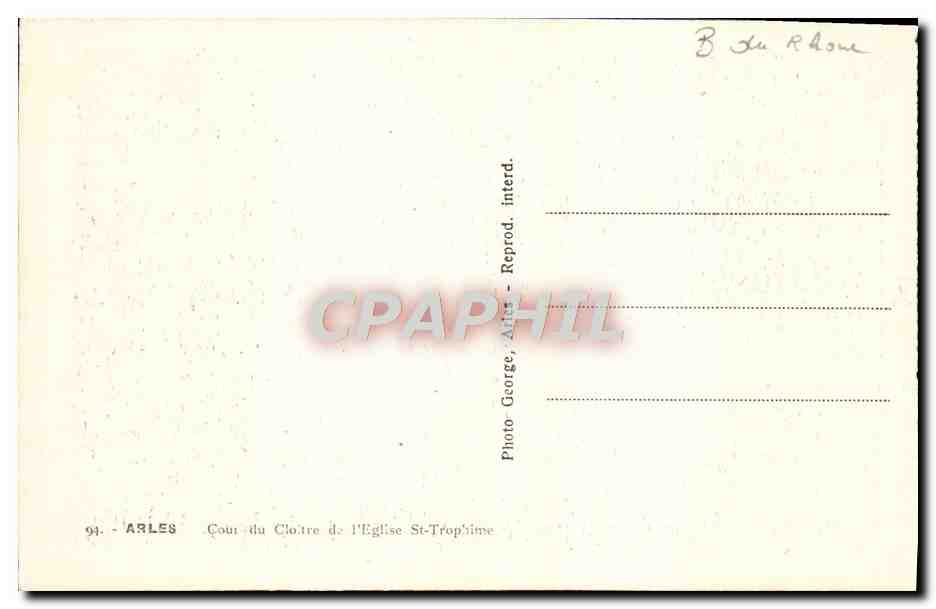CPA Arles Cour du Cloitre de L'Eglise St Trophime — Verso