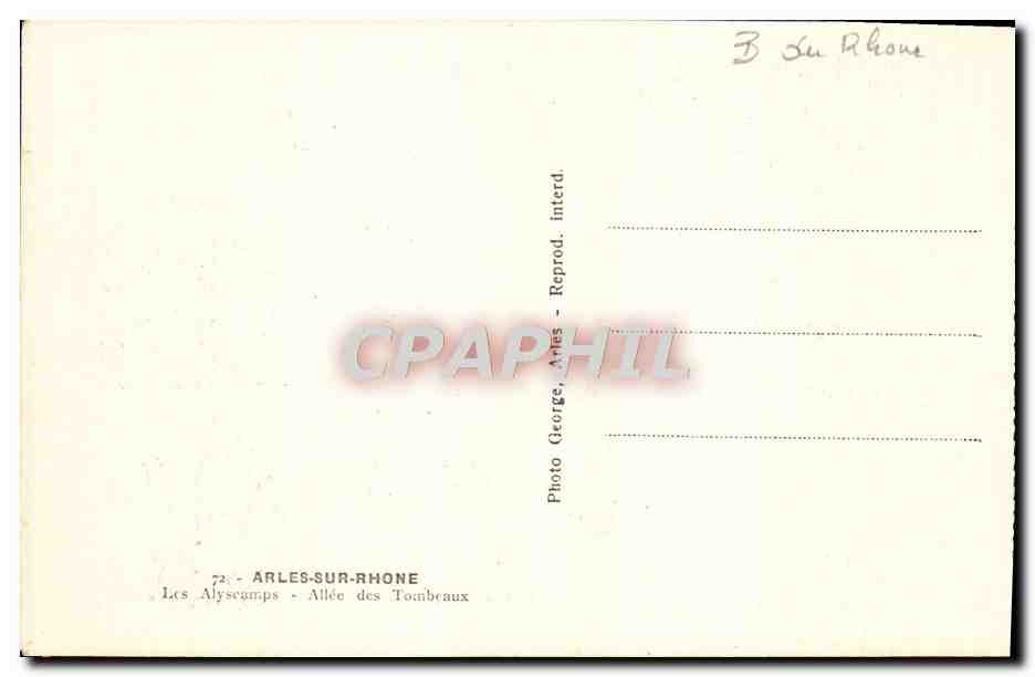 CPA Arles Les alyscamps Allee des tombeaux — Rückseite