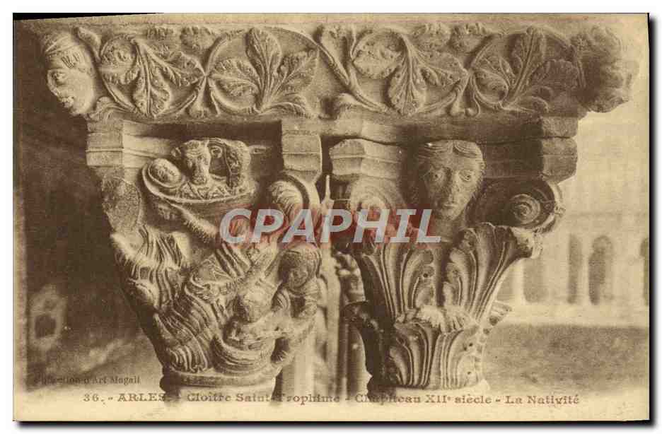 CPA Arles Cathedrale Sainte Trophime Chapiteau La nativite