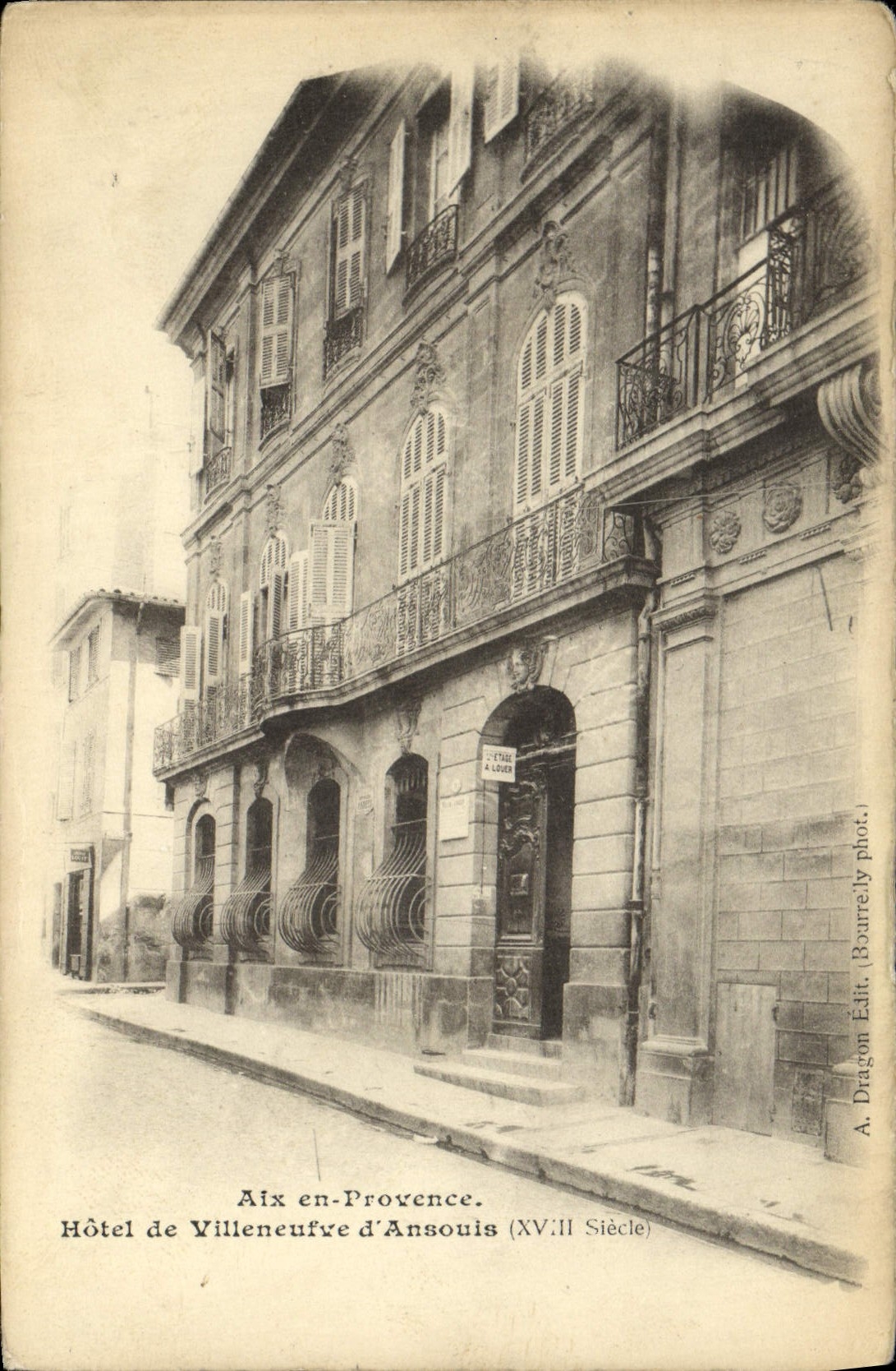 Aix-en-Provence — Hôtel de Villeneuve d'Ansouis (XVIIe Siècle) — A. Dragon Édit. (Bourrélé phot.)