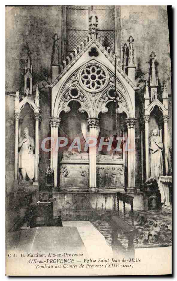 Aix-en-Provence — Église Saint-Jean-de-Malte, Tombeau des Comtes de Provence (XIIIe siècle) — Coll. G. Martinet