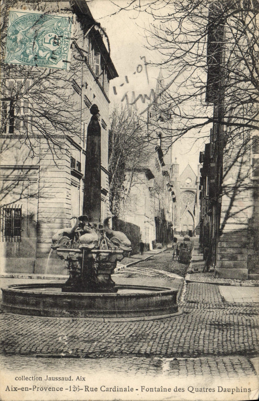 Aix-en-Provence — Rue Cardinale — Fontaine des Quatres Dauphins — collection Jaussaud