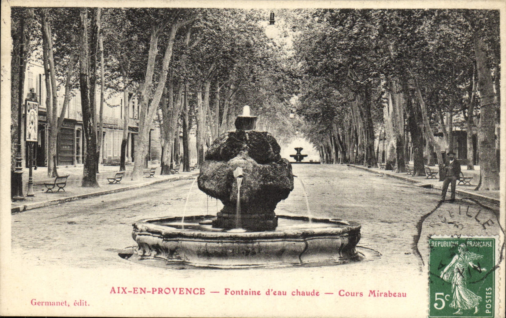 Aix-en-Provence — Fontaine d'eau chaude — Cours Mirabeau — Germanet, édit.