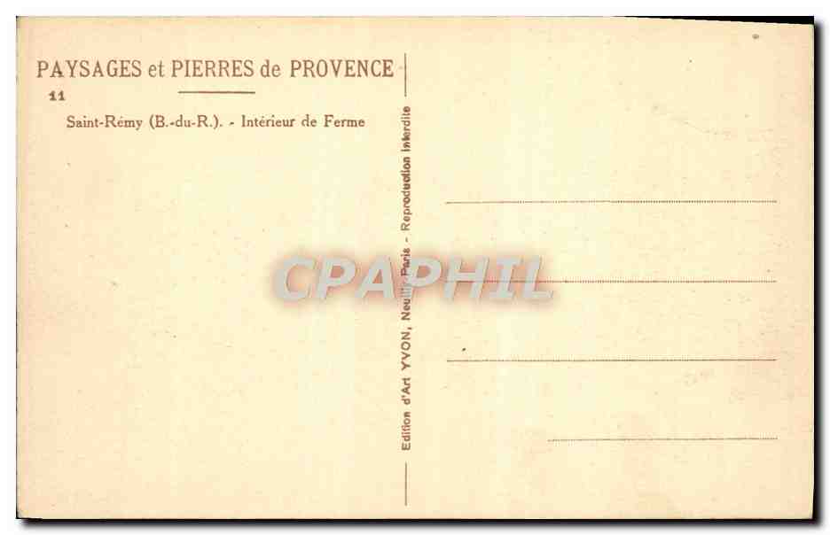 Saint-Rémy (B.-du-R.) — Intérieur de Ferme — Édition d'Art YVON, Neuilly-Paris — Reverso