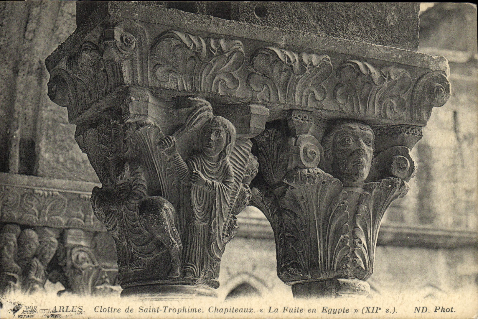 Arles. Cloître de Saint-Trophime. Chapiteaux « La Fuite en Égypte » (XIIe s.) — ND. Phot. — N° 298