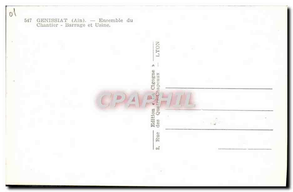 CPM Genissiat Ensemble du Chantier Barrage et Usine — Rückseite