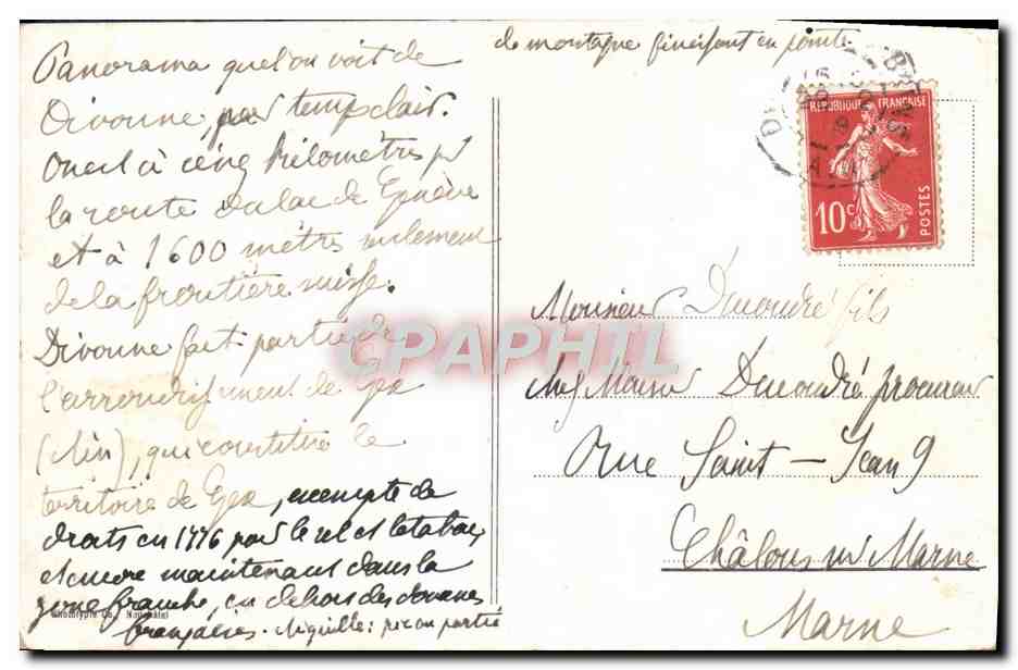 CPA Divonne les Bains et les Alpes — Rückseite