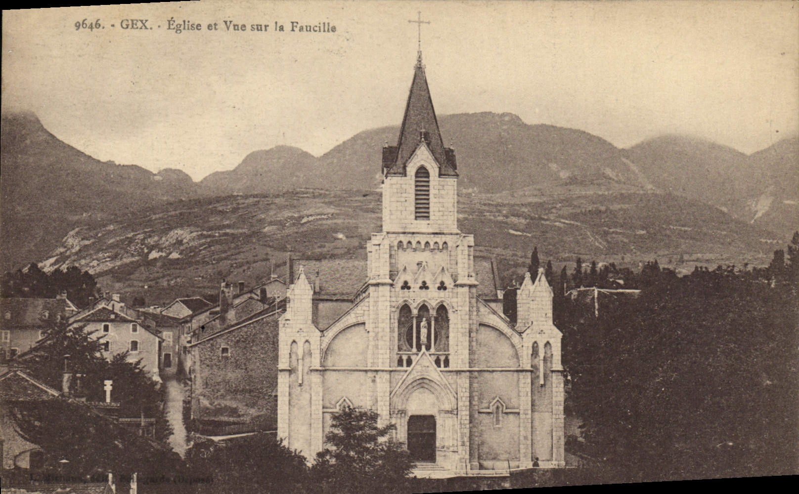 CPA Gex Eglise et Vue sur la Faucille