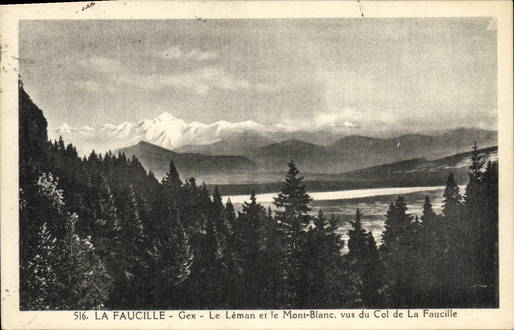 La Faucille - Gex - Le Léman et le Mont-Blanc, vus du Col de La Faucille — L. Michaux, Éditeur, n° 516