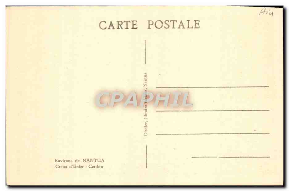 CPA Environs de Nantua Creux d'Enfer Cerdon — Rückseite