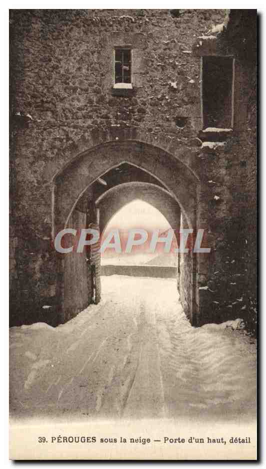 Pérouges sous la neige — Porte d'un haut, détail