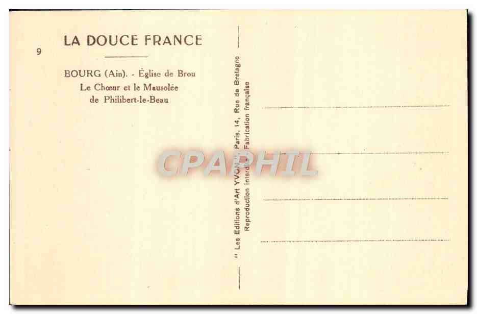 CPA Bourg Eglise De Brou Le choeur et le mausolee de Philibert le Beau — Verso
