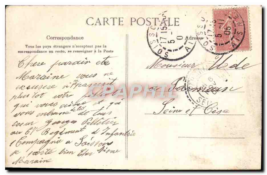 CPA Soissons Le Monument Commemoratif de la defense de 1870 Militaria — Reverso
