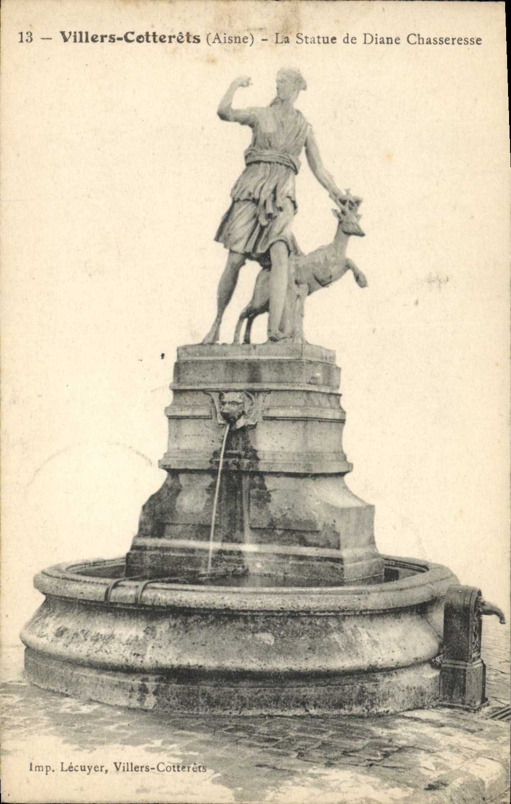 Villers-Cotterêts (Aisne) — Die Statue der Diane Chasseresse — Imp. Lécuyer, Villers-Cotterêts