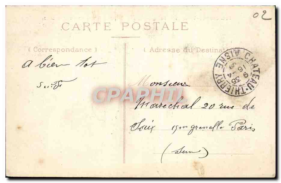 Château-Thierry — Vue générale du Vieux Château, les Promenades — Collection R.F. — Verso