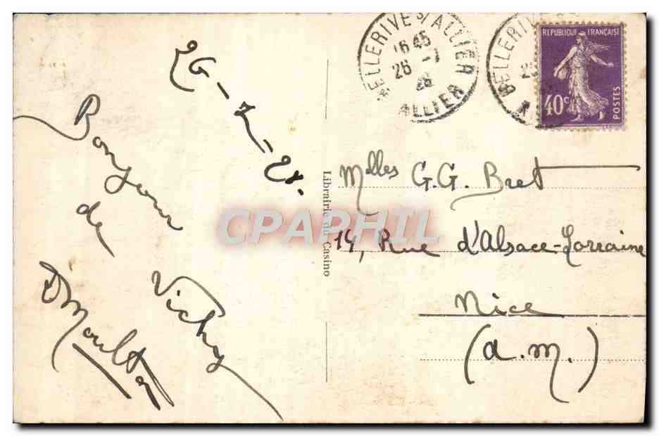 CPA Vichy Le Monument Gillbert  — Verso