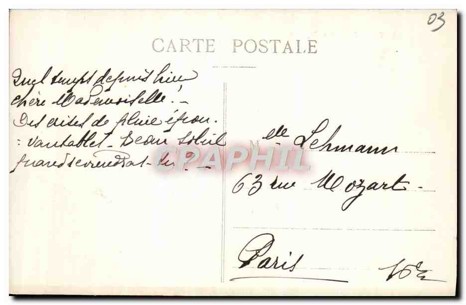 CPA Vichy Le Casino — Verso