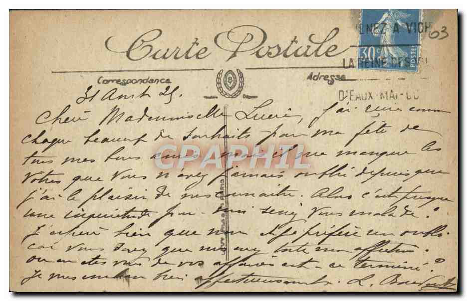 CPA Vichy Vue sur l'Allier  — Verso