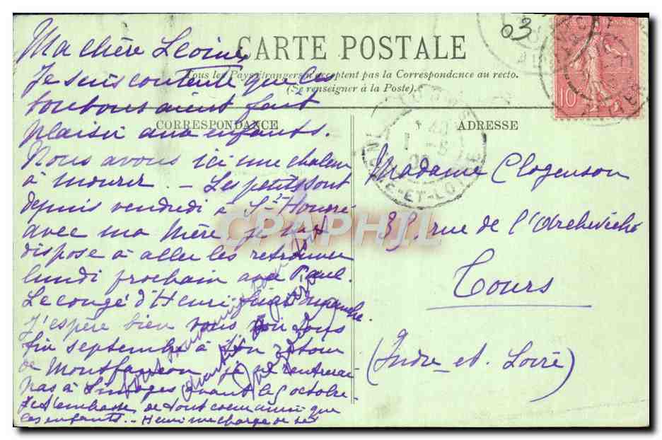 CPA Vichy Facade du Casino — Verso