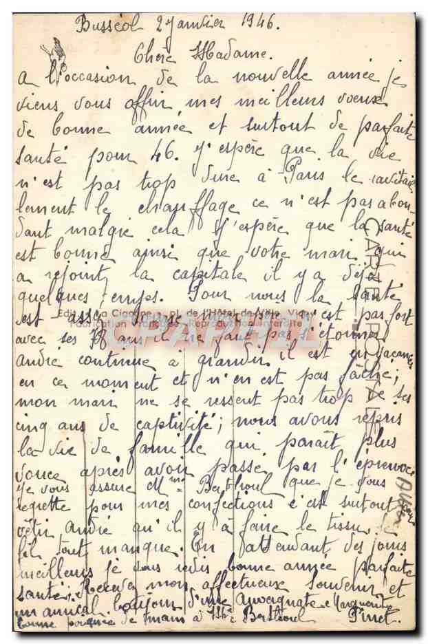 CPA Environs de Vic le Comte Le Chateau de Busseol  — Rückseite