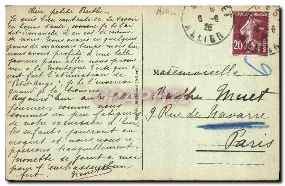CPA Environs de Vichy Cusset La vallee du Jolan aux Malavaux  — Rückseite