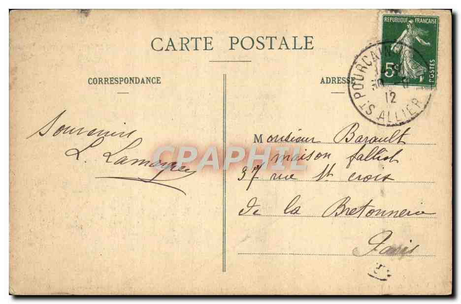 CPA Moulins Quartier Villars Militaria  — Verso