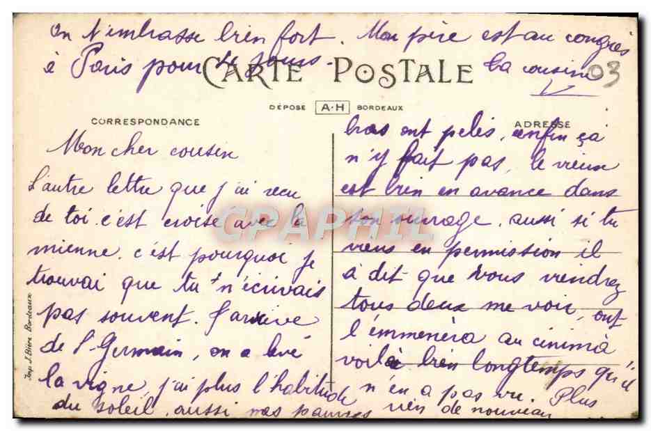 Pansées — Une Pensée — De D'Coulin's 8011 — Rückseite
