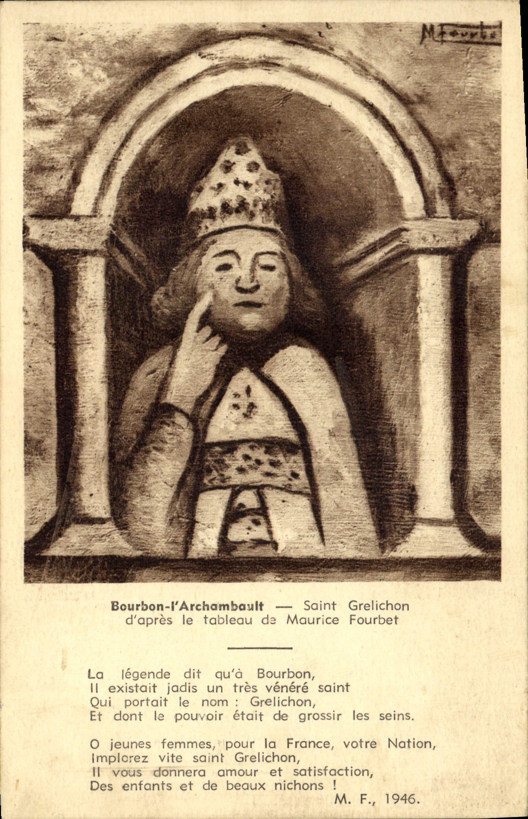 CPA Bourbon i'Archambault Saint Grelichon d'apres le tableau de Maurice Fourbet 
