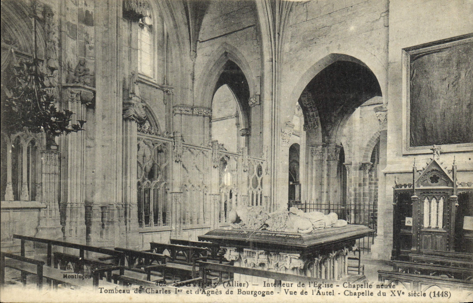 Souvigny (Allier) — Intérieur de l'Église - Chapelle néo-gothique du XVᵉ siècle (1448) — Montlucgon