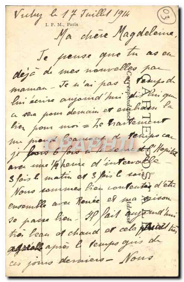 CPA Vichy La tour — Verso