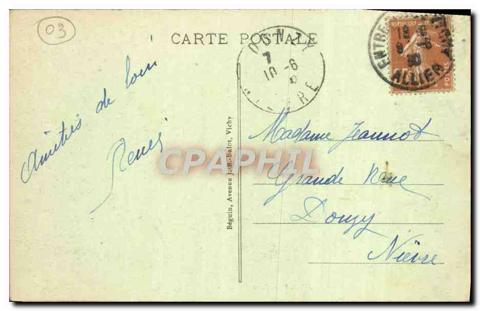 CPA Vichy Parc Des Celestins L'Orangerie — Rückseite
