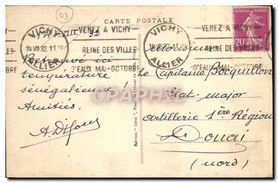 CPA Vichy Les quais de l'Allier — Verso