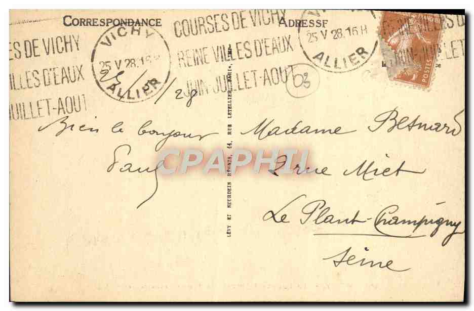CPA Vichy La Source hopital — Verso