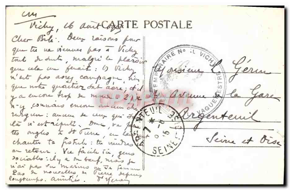 CPA Vichy Pavillon de mine de sevigne  — Rückseite