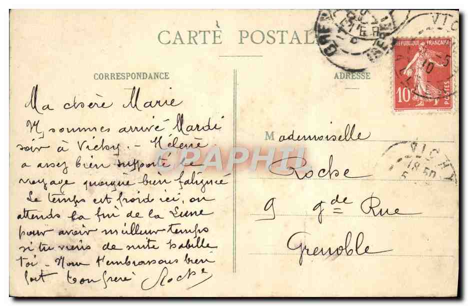 CPA Vichy Facade du theatre du casino — Verso