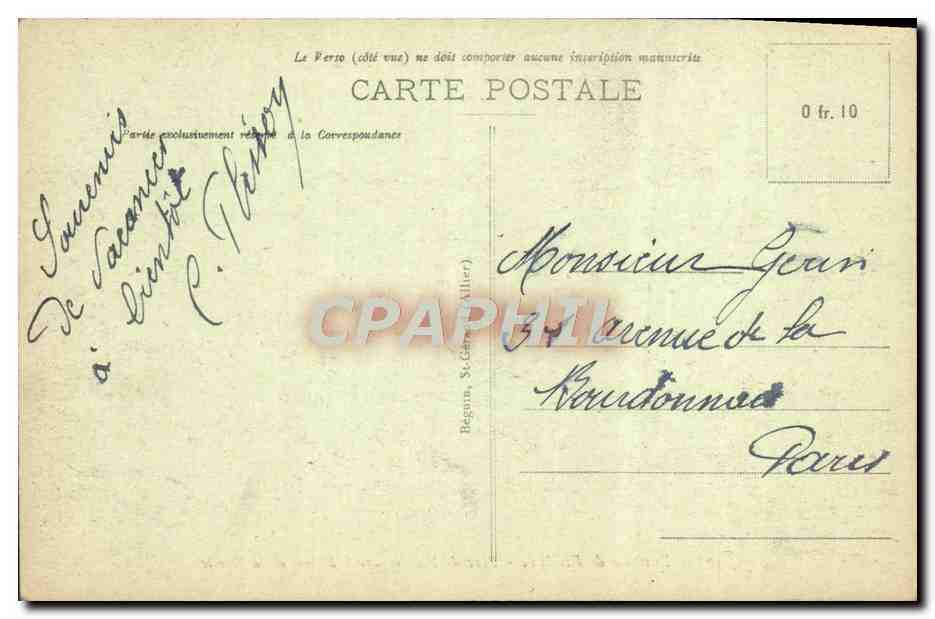 CPA Environs de Vichy Parc De l'Ardoisiere Entree de la grotte — Rückseite