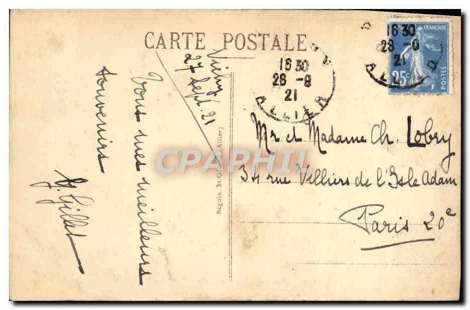 CPA Vichy Parc Du Casino Les Massifs — Verso