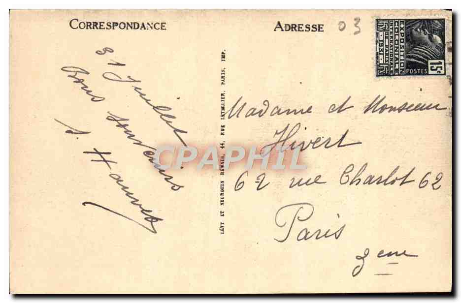 CPA Vichy Le Parc des celestins — Verso