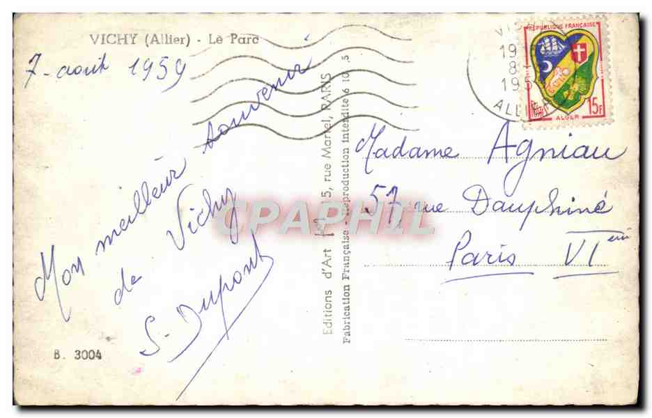 CPM Vichy Le Parc Cygne — Rückseite