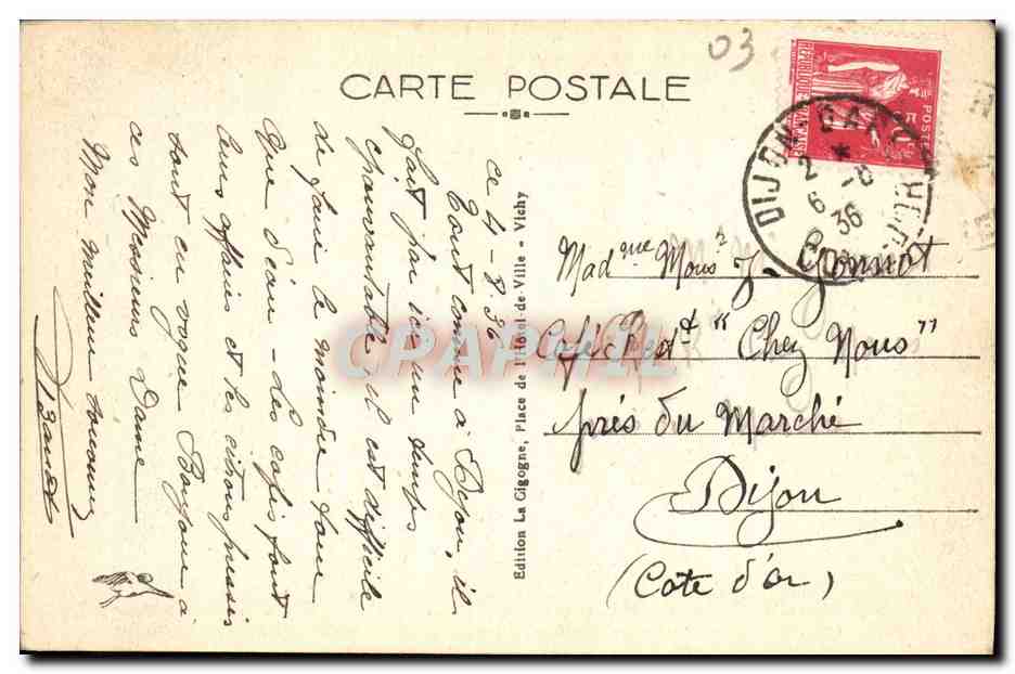 CPA Vichy Source De La Grande Grille — Verso