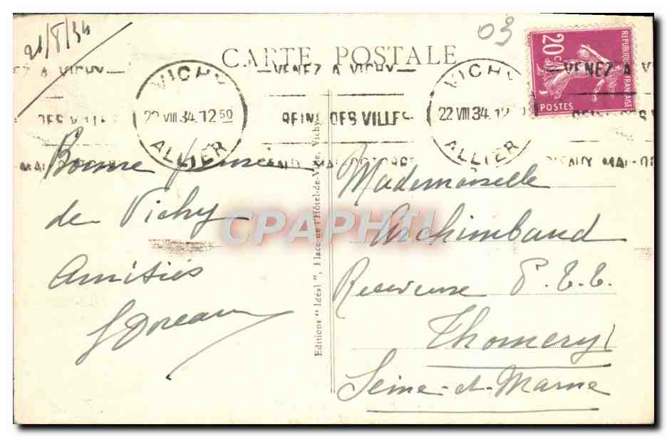 Vichy - Source de l'Hôpital — Éditeur 'Idéal' n°377 — Rückseite