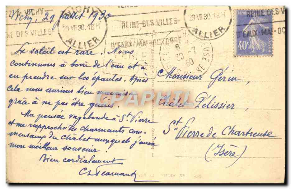 CPA Vichy Le Pavillon de Sevigne — Back