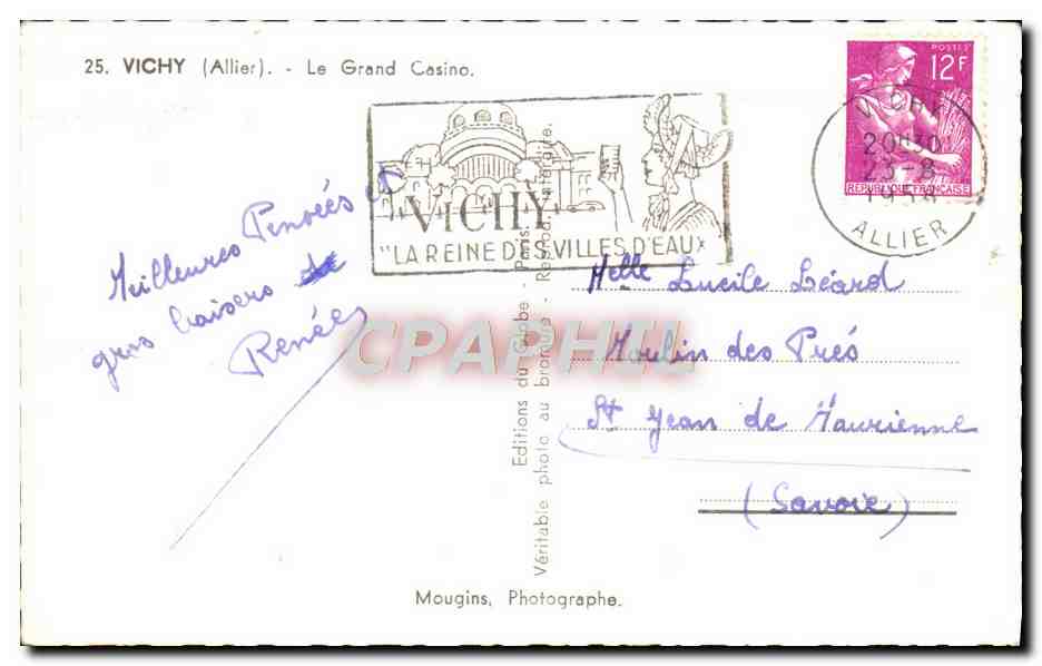 CPA Vichy Le Grand Casino — Rückseite
