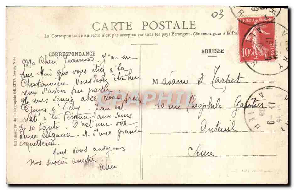 CPA Vichy Pavillon de la Marquise de Sevigne — Verso