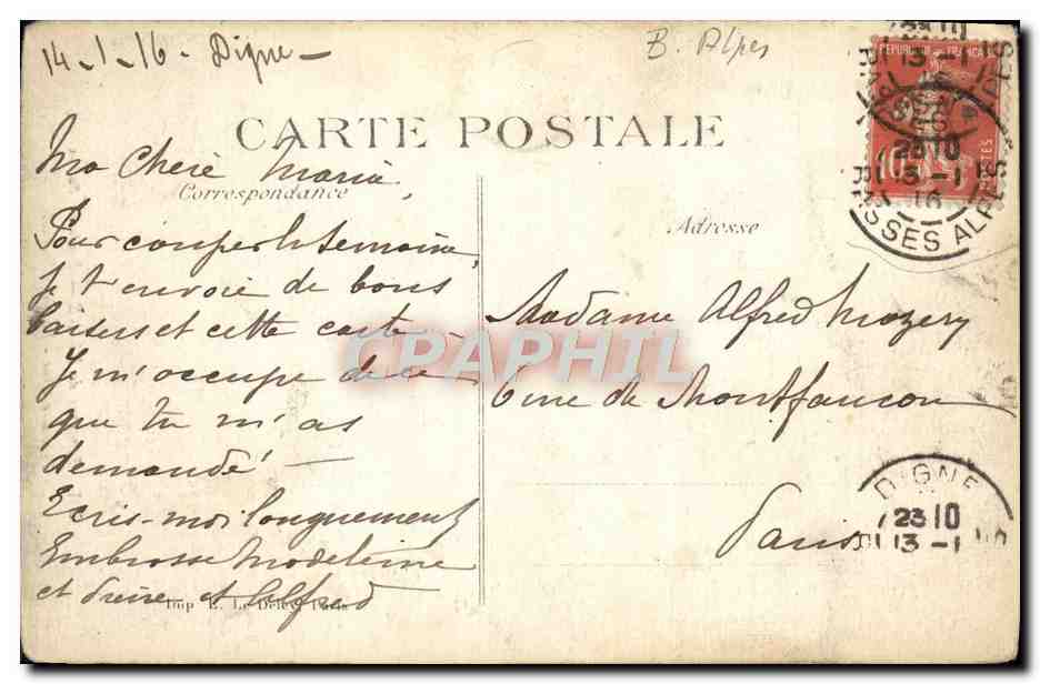 Environs de Digne — Route de Barler — Les deux Tunnels — Éditeur : Imp. L. Le Delle — N° 1501 — Reverso