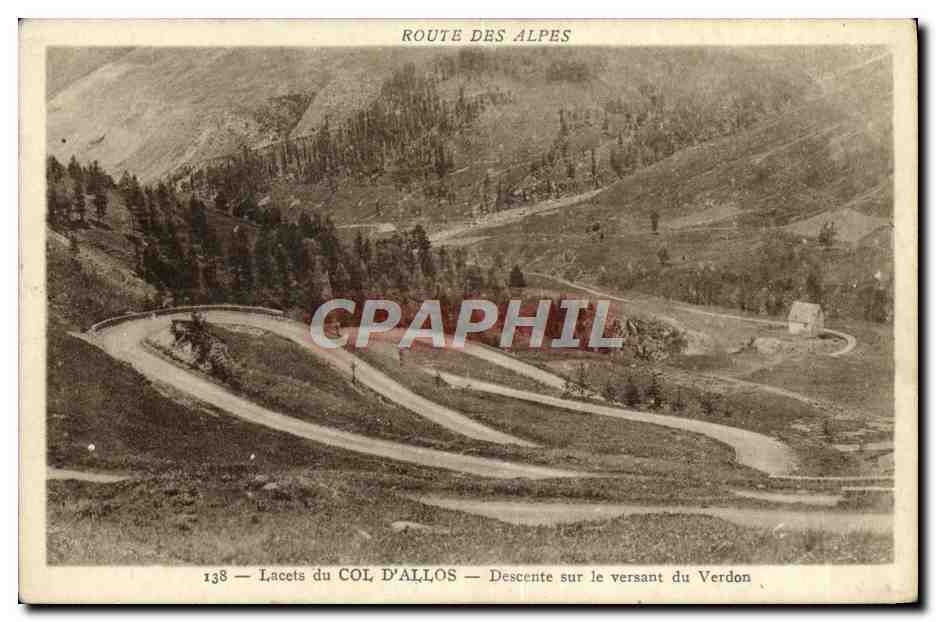 Lacets du COL D'ALLOS — Descente sur le versant du Verdon — Éditeur JARRY, BarcheLONNETTE
