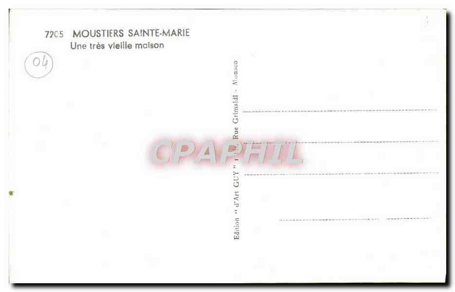 CPA Moustiers Sainte Marie Une Tres Vieille Maison — Verso
