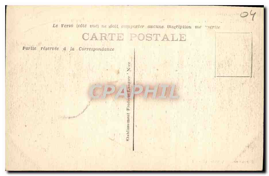 Annot (B.-A.) — Vallée de la Vaïre et la Route de Caffarels — Éditeur : Etablissement Fredman, Nice — Verso