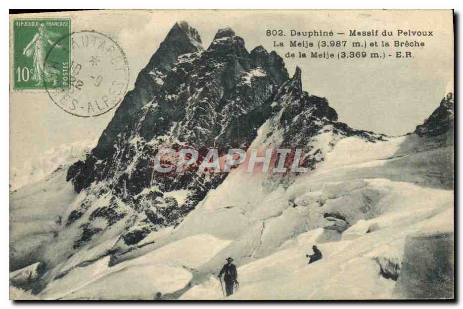 Dauphiné — Massiv Pelvoux — La Meije (3.987 m.) und die Brèche de la Meije (3.369 m.) — E.R.