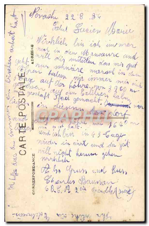 Névache (Hautes-Alpes) — Monument aux Morts — éditeur inconnu — Verso